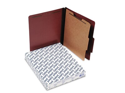 Pendaflex Pressboard Classification Folders, 1-Divider, 2 Expansion, Letter Size, Brick Red, 10/Box