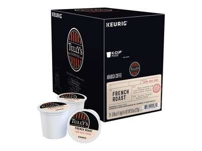 Tullys French Roast Decaf Coffee, Keurig® K-Cup® Pods, Dark Roast, 24/Box (192419)