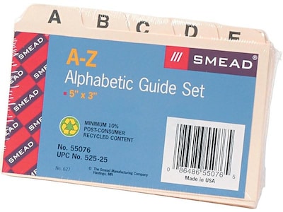 Smead Alphabetic (A-Z) Index Card Files, 3" x 5" Manila, 25/Set (55076)