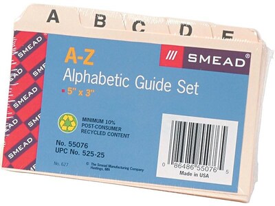 Smead Alphabetic (A-Z) Index Card Files, 3" x 5" Manila, 25/Set (55076)