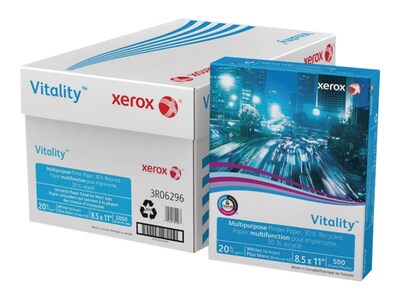 Xerox® Vitality® 8.5 x 11, 30% Recycled Multipurpose Paper, 20 lbs., 92 Brightness, 10 Reams/Carto