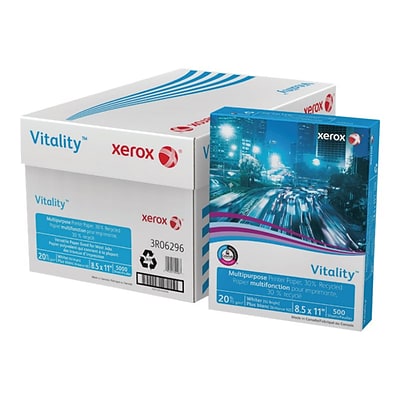 Xerox® Vitality® 8.5 x 11, 30% Recycled Multipurpose Paper, 20 lbs., 92 Brightness, 10 Reams/Carton (3R06296)