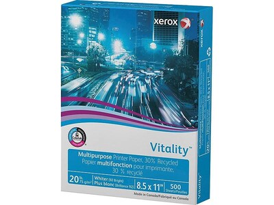 Xerox® Vitality® 8.5 x 11, 30% Recycled Multipurpose Paper, 20 lbs., 92 Brightness, 500/Ream