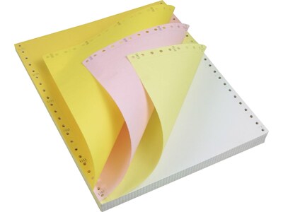 3 Part Color Carbonless Computer Paper 9-1/2'' X 5-1/2'' White/Canary/Pink