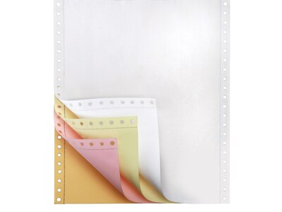 9.5" x 11" 4-Part Computer Paper, White/Pink/Canary, 800/Box (26157/287220/38)