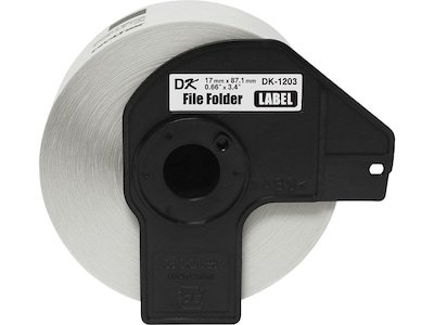 Brother DK-1203 File Folder Paper Labels, 3-4/10" x 2/3", Black on White, 300 Labels/Roll (DK-1203)