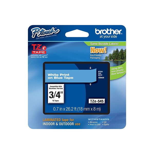Brother TZE545 Label Maker Tape, 0.7W, White On Blue