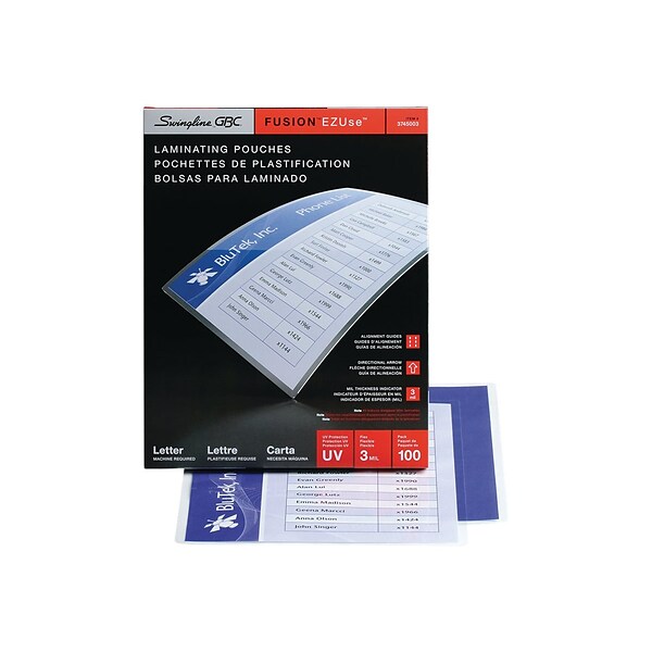 Swingline GBC Fusion EZUse Speed Thermal Pouches, Letter, 100/Box (3200715)