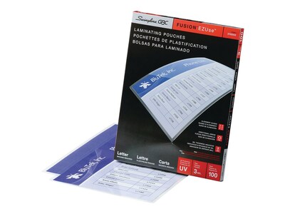 GBC Fusion EZUse Speed Thermal Laminating Pouches, Letter Size, 3 Mil, 100/Box (3200715)