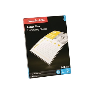 GBC Self Seal Adhesive Laminating Sheets, Letter Size, 50/Pack (3747307)