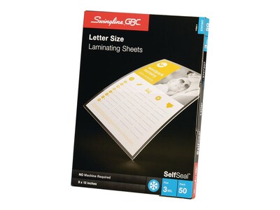 GBC Self Seal Adhesive Laminating Sheets, Letter Size, 50/Pack (3747307)