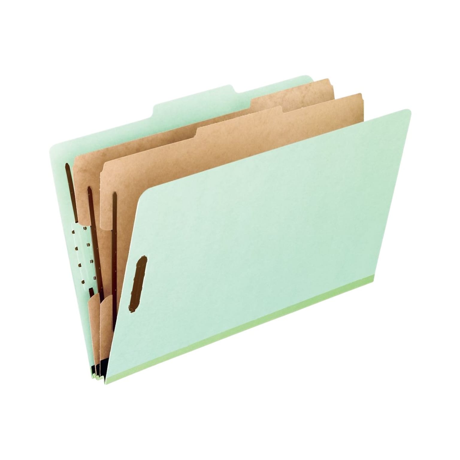 Pendaflex Classification Folders with 2-Dividers/ 6 Fasteners, Letter Size, Light Green, 10/Box (17173EE)