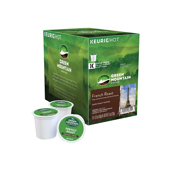 Green Mountain French Roast Coffee, Keurig K-Cup Pods, Dark Roast, 24/Box (6694)