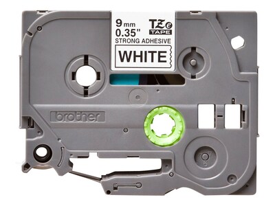 Brother P-touch TZe-S221 Laminated Extra Strength Label Maker Tape, 3/8" x 26-2/10', Black on White (TZe-S221)