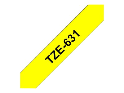 Brother TZE631 Label Maker Tape, 1/2"W, Black On Yellow