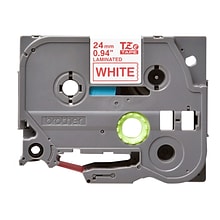 Brother P-touch TZe-252 Laminated Label Maker Tape, 1 x 26-2/10, Red On White (TZe-252)