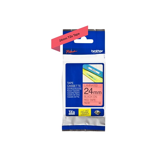 Brother TZ-E451 Label Maker Tape, 0.94W, Black On Red