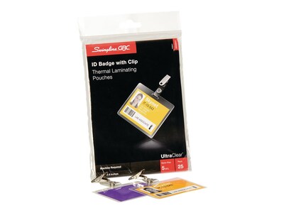 GBC UltraClear Thermal Laminating Pouches, ID Tag, 5 Mil, 25/Pack (3202011)