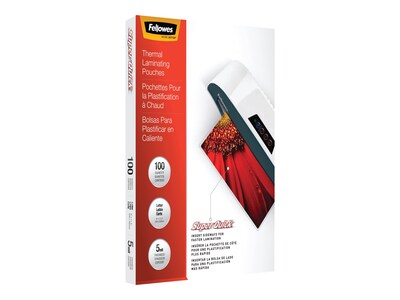 Fellowes SuperQuick Thermal Laminating Pouches, Letter Size, 5 Mil, 100/Pack (5223001)