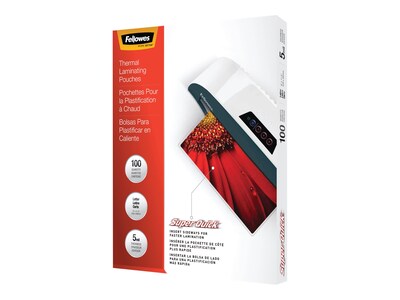 Fellowes SuperQuick Thermal Laminating Pouches, Letter Size, 5 Mil, 100/Pack (5223001)