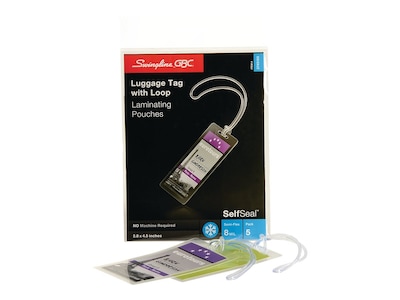 Swingline GBC Self-Adhesive Laminating Pouches, Luggage Tag, 5/Pack (3745165)