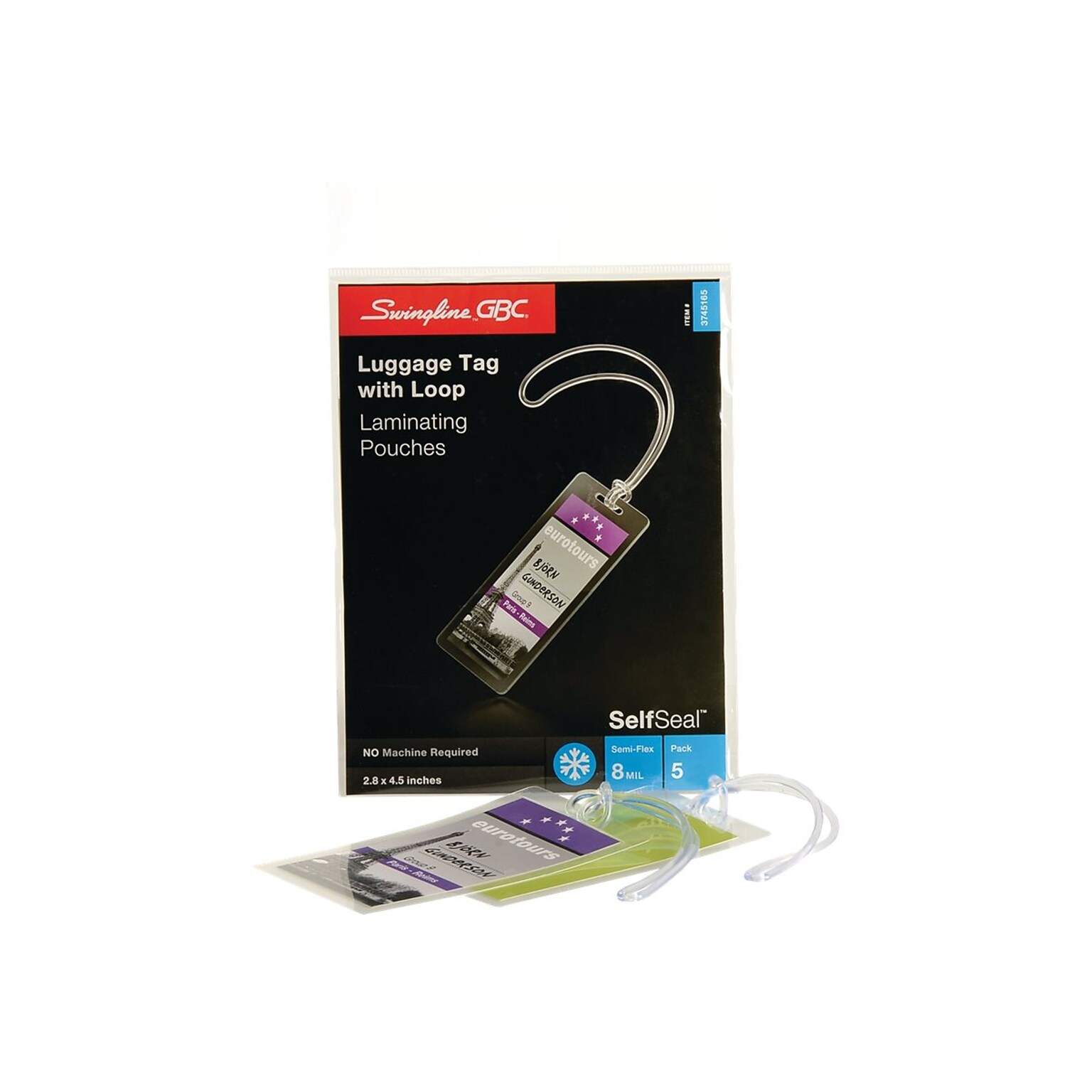 Swingline GBC Self-Adhesive Laminating Pouches, Luggage Tag, 5/Pack (3745165)