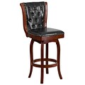 30 High Cherry Wood Barstool with Black Leather Swivel Seat [TA-240130-CHY-GG]