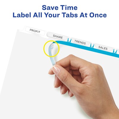 Avery IndexMaker Print & Apply Label Dividers, 5-Tab, Clear, 5/Pack (11436)