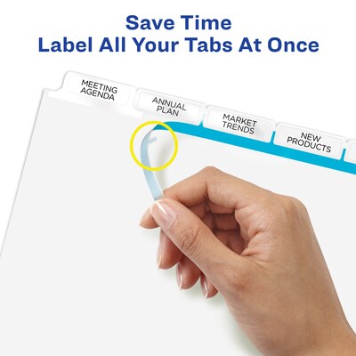 Avery Index Maker Big Tab Paper Dividers with Print & Apply Label Sheets, 5 Tabs, White, 5 Sets/Pack (11492)