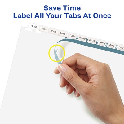 Avery Index Maker Paper Dividers with Print & Apply Label Sheets, 12 Tabs, White, 5 Sets/Pack (11429)