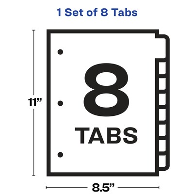 Avery Index Maker Plastic Dividers with Print & Apply Label Sheets, 8 Tabs, Frosted White (11450)