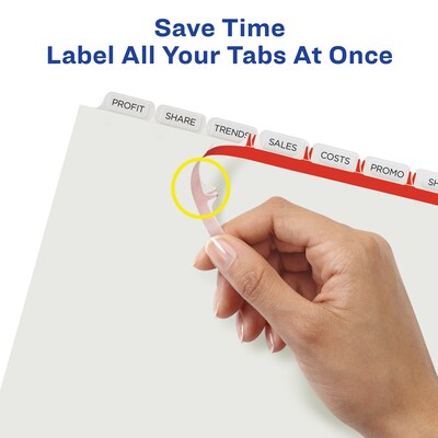 Avery Index Maker Plastic Dividers with Print & Apply Label Sheets, 5 Tabs, Frosted White, 5 Sets/Pack (12450)