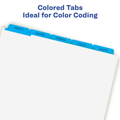 Avery Index Maker Print & Apply Label Paper Dividers, 5-Tab, Blue, 5 Sets/Pack (11410)