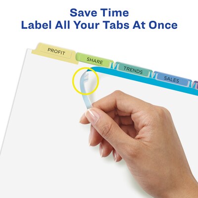 Avery Index Maker Print & Apply Label Paper Dividers, 5-Tab, Pastel Multicolor, 5 Sets/Pack (11990)