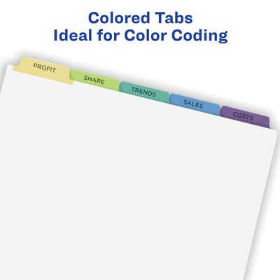 Avery Index Maker Print & Apply Label Paper Dividers, 5-Tab, Pastel Multicolor, 5 Sets/Pack (11990)