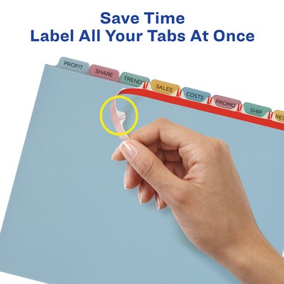 Avery Index Maker Plastic Dividers with Print & Apply Label Sheets, 8 Tabs, Multicolor, 5 Sets/Pack (AVE12433)