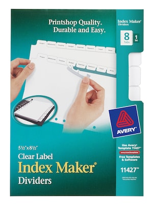 Avery Index Maker Mini Paper Dividers with Print & Apply Label Sheets, 8 Tabs, White (11427)