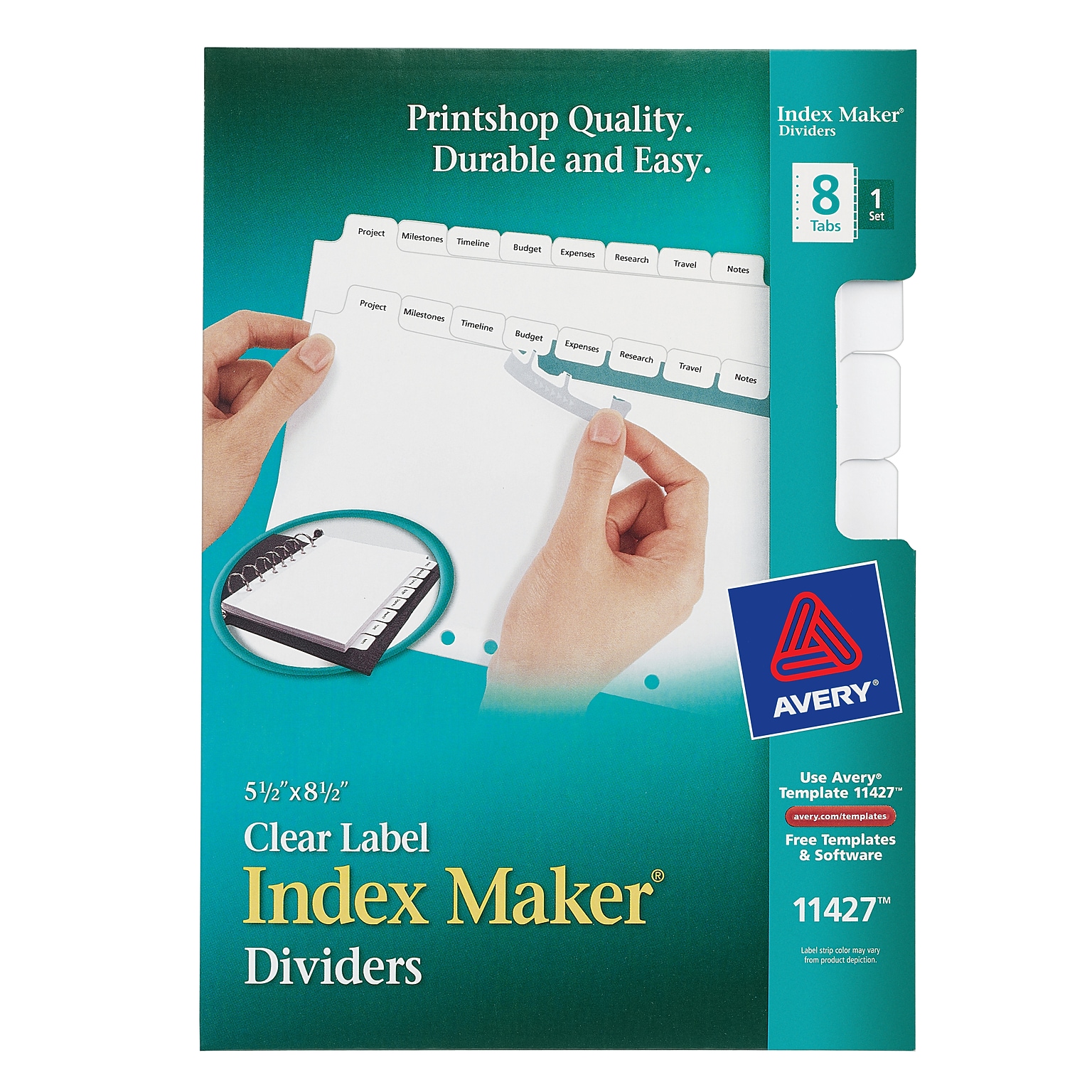 Avery Index Maker Mini Paper Dividers with Print & Apply Label Sheets, 8 Tabs, White (11427)