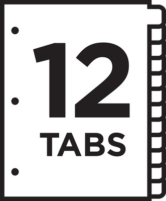 Avery Ready Index Table of Contents Pre-Printed Numeric Paper Divider, 12 Tabs, Multicolor, 1 Set (11141)