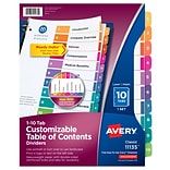 Avery Ready Index Customizable Table of Contents Paper Dividers, 10-Tab, Multicolor, Set (11135)