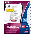 Avery Ready Index Table of Contents Paper Dividers, 1-10 Tabs, White (11134)