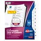 Avery Ready Index Table of Contents Paper Dividers, 1-10 Tabs, White (11134)