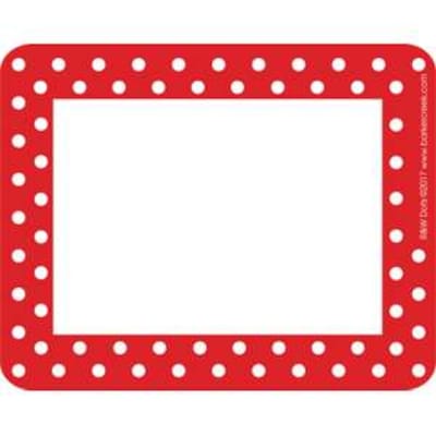 Barker Creek Red & White Dot Name Tags, Self-Adhesive Labels, 3 1/2 x 2 3/4, 90/Pack (BC3744)