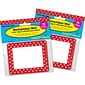 Barker Creek Red & White Dot Name Tags, Self-Adhesive Labels, 3 1/2" x 2 3/4", 90/Pack (BC3744)