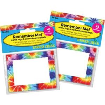 Barker Creek Self-adhesive Tie-Dye School Name Tags, 2.75 x 3.5, 90/Set (BC3745)