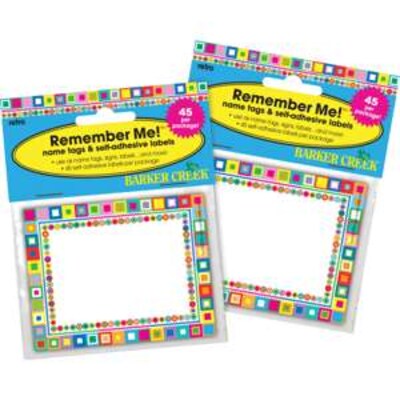 Barker Creek Self-adhesive Retro School Name Tags, 2.75 x 3.5, 90/Set (BC3751)