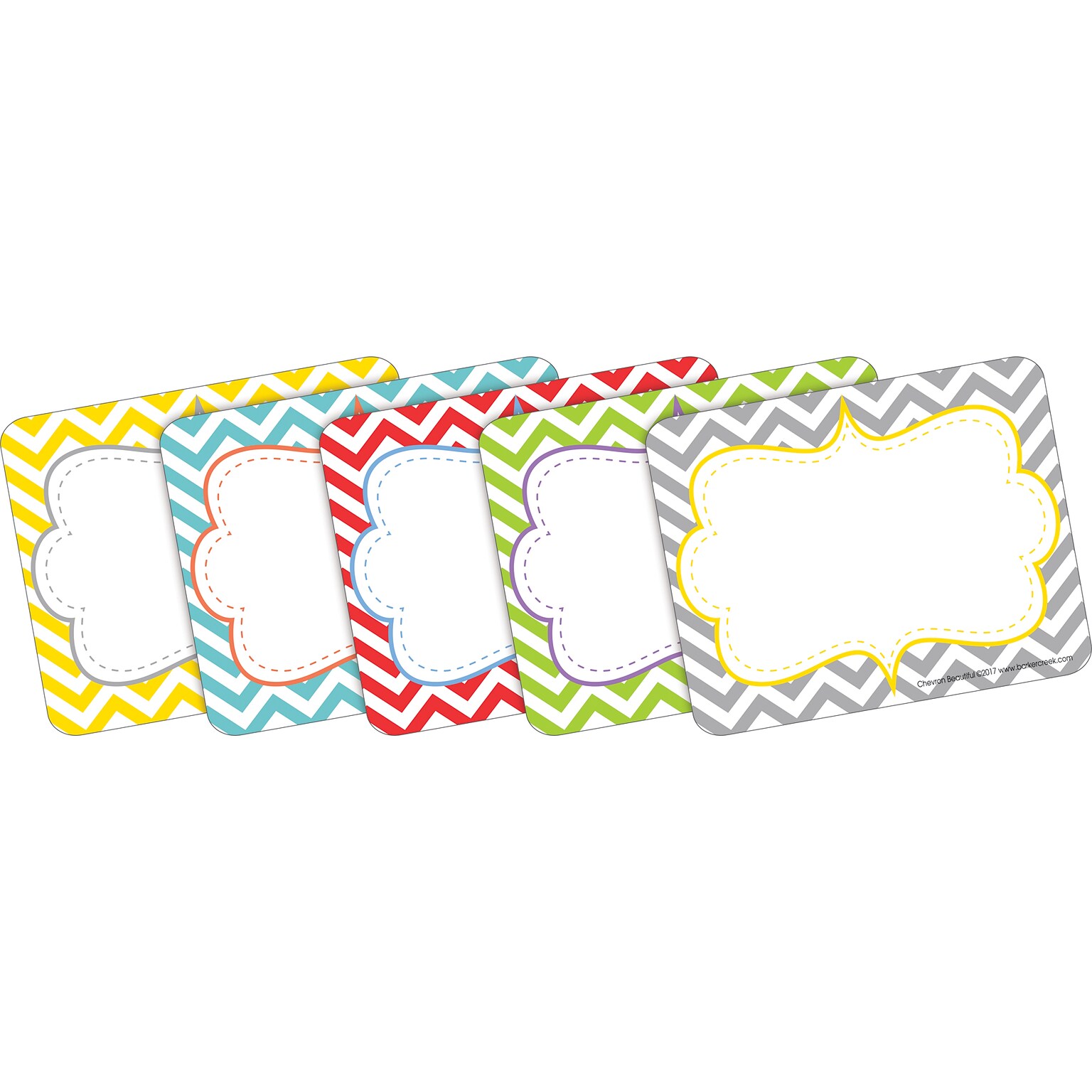 Barker Creek Self-adhesive Beautiful Chevron School Name Tags, 2.75 x 3.5, 90/Set (BC3762)