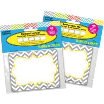 Barker Creek Chevron Beautiful Name Tags, Self-Adhesive Labels, 3 1/2" x 2 3/4", 90/Pack (BC3762)