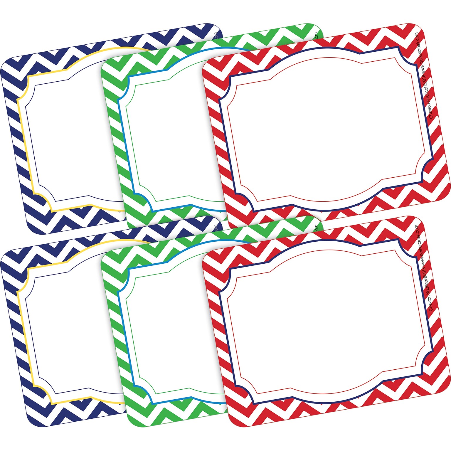 Barker Creek Self-adhesive Nautical Chevron School Name Tags, 2.75 x 3.5, 90/Set (BC3763)