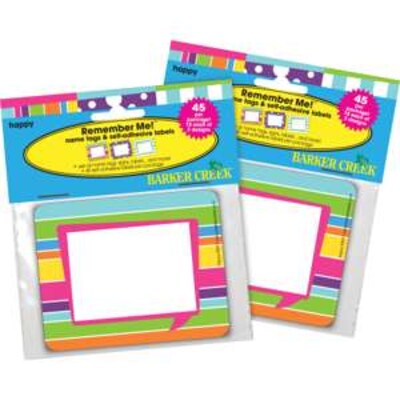 Barker Creek Happy Name Tags, Self-Adhesive Labels, 3 1/2" x 2 3/4", 90/Pack (BC3766)